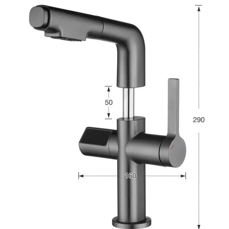 Gun Gray Basin Intelligent Temperature Display Washbasin Faucet - Bellarte Enchanté Gun Gray Basin Intelligent Temperature Display Washbasin Faucet